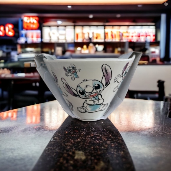 New Disney Lilo Stitch Ramen Noodle Pasta Bowl Chopsticks Gift Set Ohana Family. - Picture 4 of 5